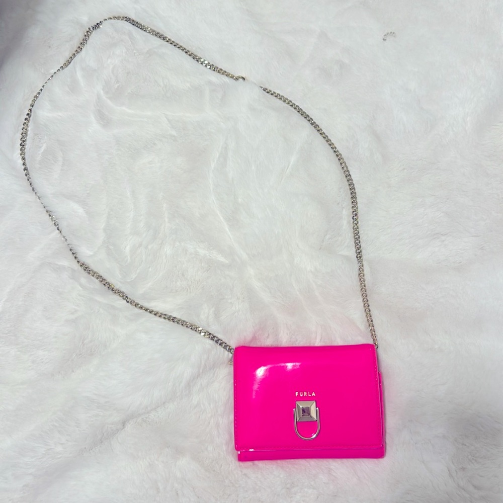 Furla neon pink crossbody purse